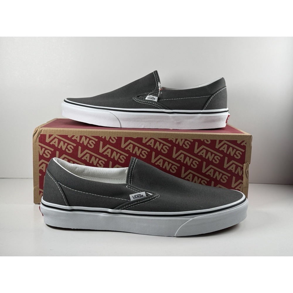 Vans Classic Slip-On Sneakers Men's Size 7 Charcoal/White VN000EYECHR